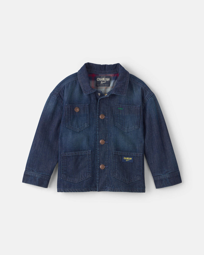 OshKosh B'gosh Toddler Boy Plaid Denim Jacket - Dark Wash 2T Blue