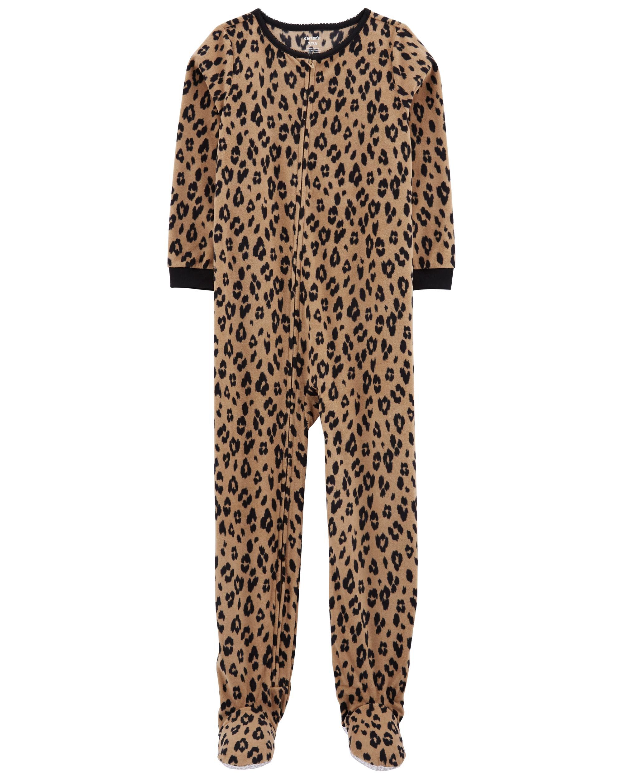 Kid 1 Piece Leopard Fleece Footie Pajamas Carter s Carter s