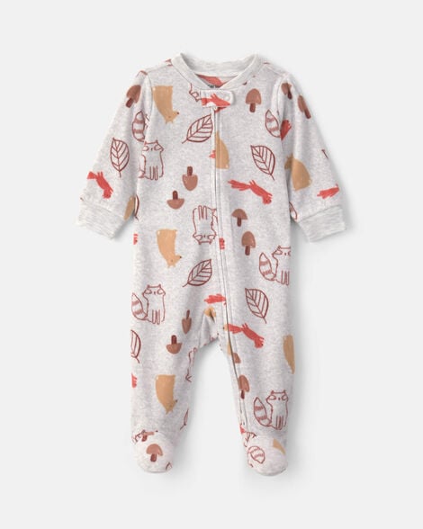 Image of Baby Autumn Fleece 2-Way Zip Sleep & Play Pajamas - Grey