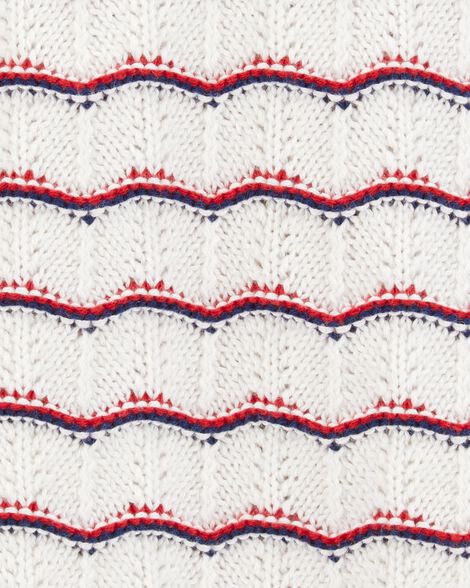  Product image 4 of Baby Striped Crotchet Knit Bubble Romper - White