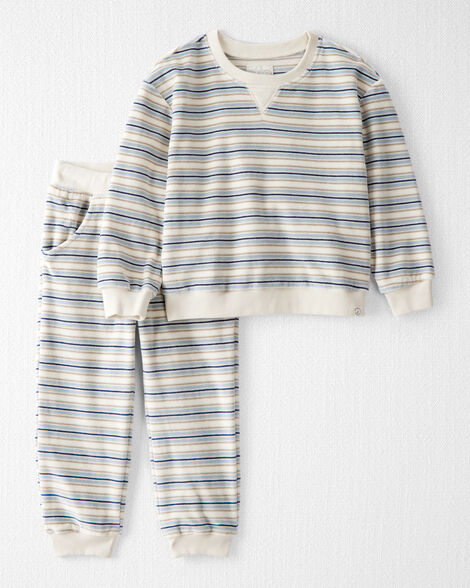 Toddler 2-Piece Organic Cotton Velour Set in Stripes