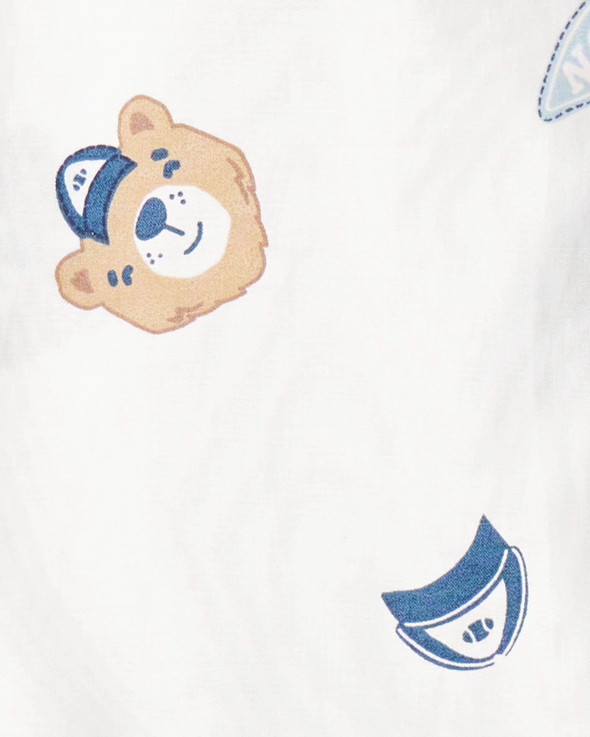 Toddler Boy Varsity Bear Print Long-Sleeve Button-Down Shirt - White