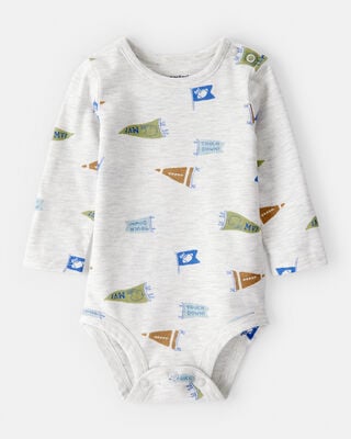 Baby Boy "Daddy's Mini" Cotton Long-Sleeve Graphic Bodysuit - Blue