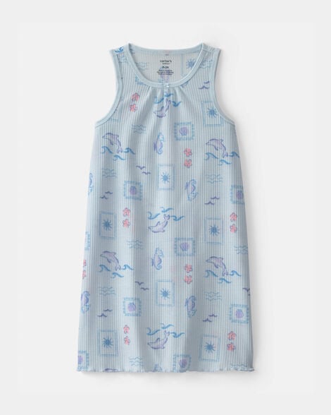 girls dolphin sleeveless night gown - blue