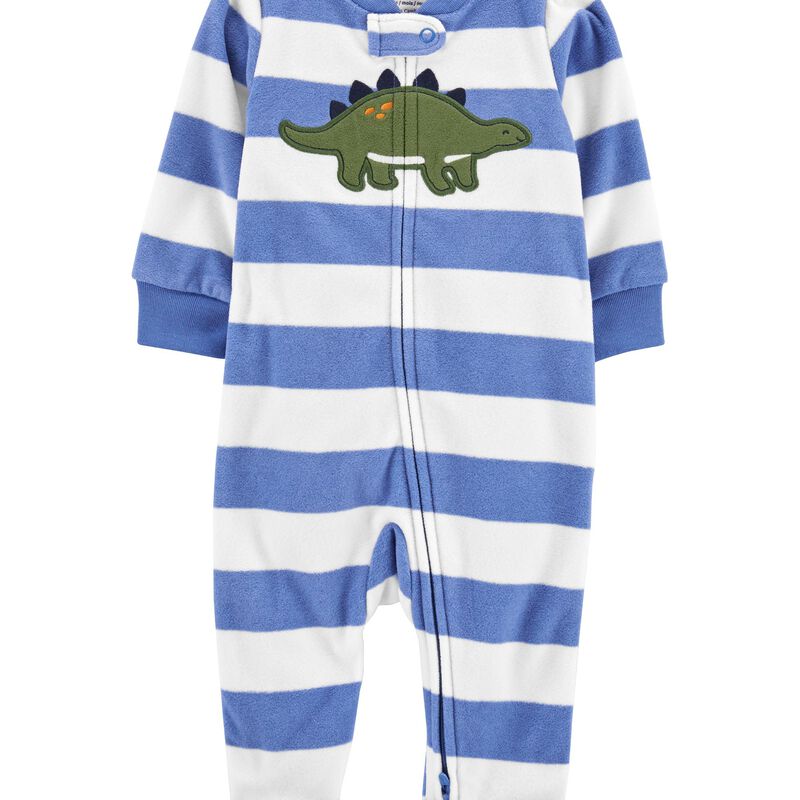 Blue/White Baby Striped ZipUp Fleece Sleep & Play