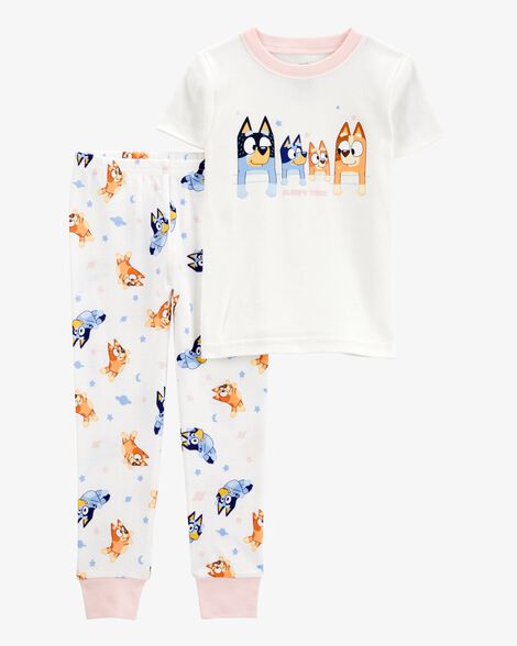  Product image 1 of Toddler Bluey Snug Fit Cotton 2-Piece Pajamas - White