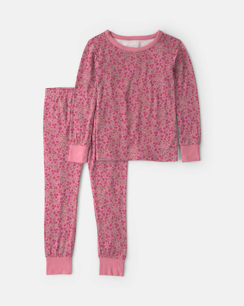 Carter's toddler girl 2-piece floral purelysoft™ snug fit pajama set 2T Pink