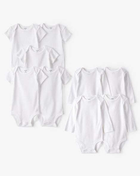  Product image 1 of Baby 9-Pack Short Sleeve & Long Sleeve Cotton Bodysuits - White