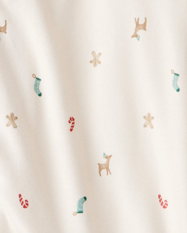 Product image 2 of Adult Mini Christmas Fleece Long-Sleeve Loose Fit 2-Piece Pajamas - White