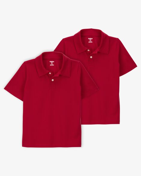 Product image 1 of Kid 2-Pack Pique Uniform Polo Shirts - Red