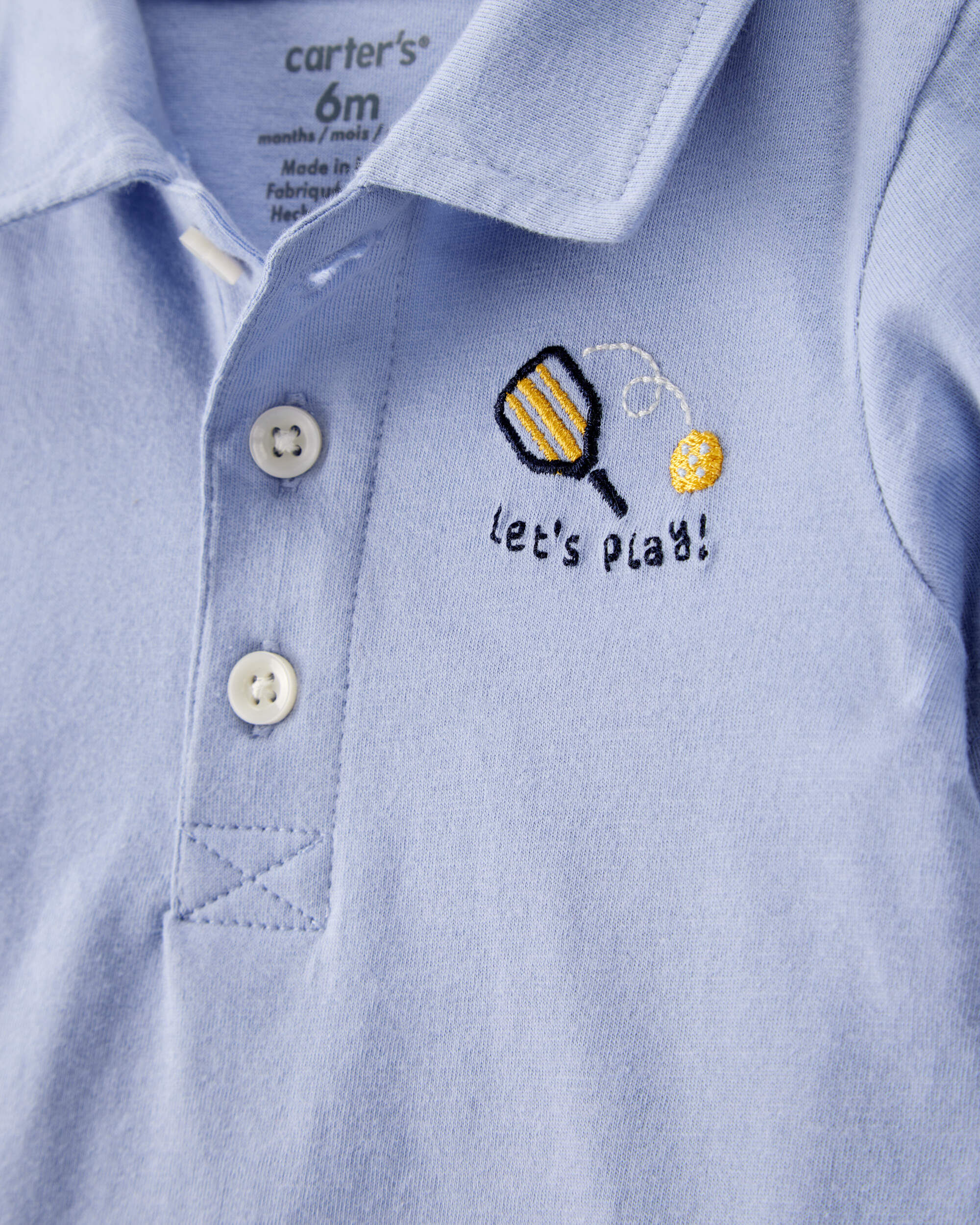 Baby Pickleball Cotton Romper - Blue