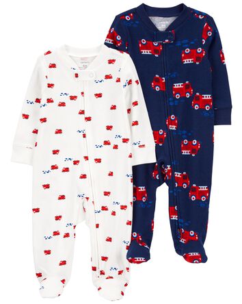 Baby 2-Pack 2-Way Zip Cotton Sleep & Play Pajamas