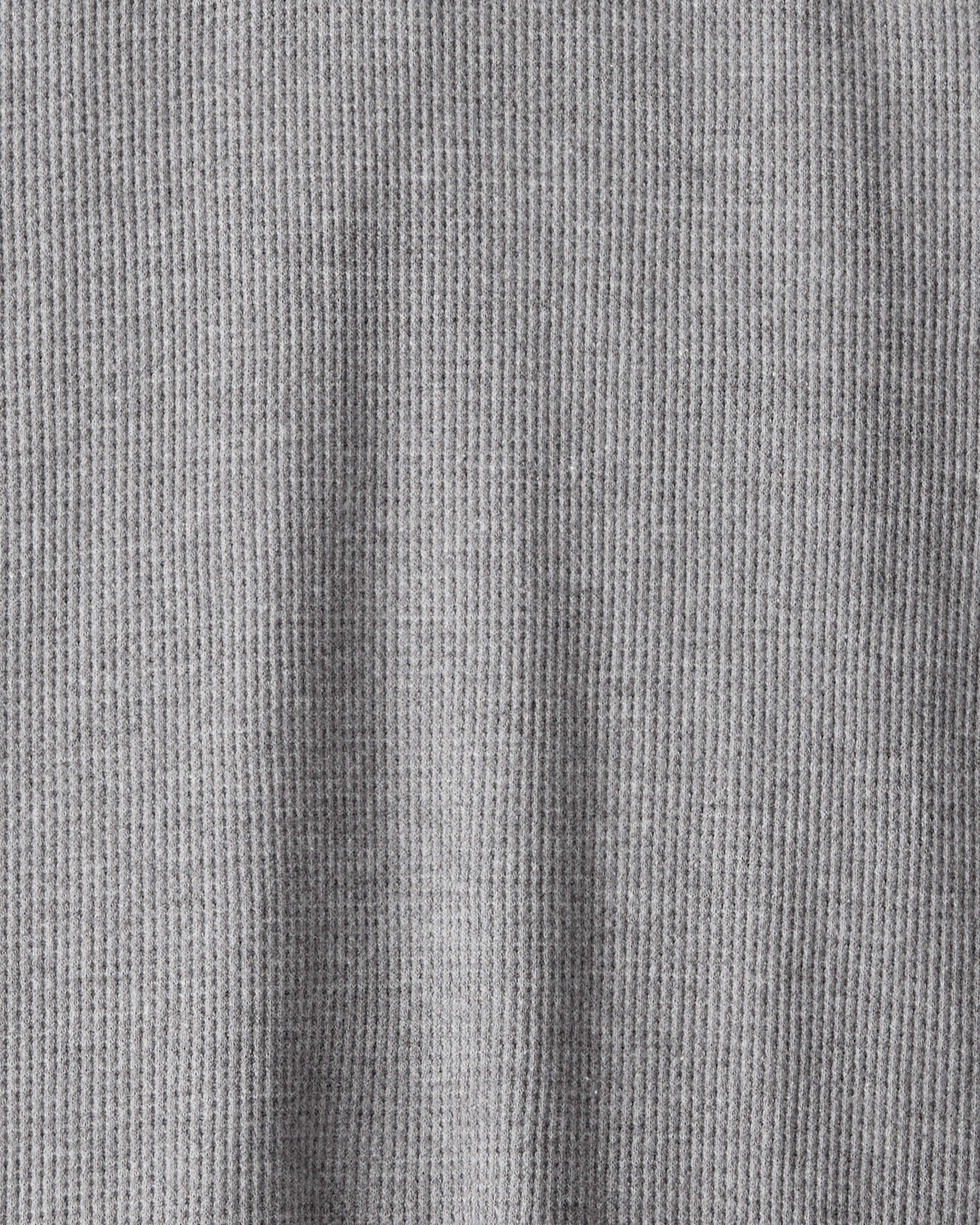 Boys Stripe Thermal Long-Sleeve Henley T-Shirt - Grey