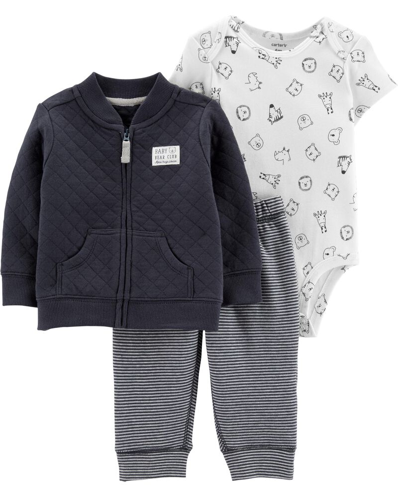 3 Piece Quilted Cardigan Set Carters Com