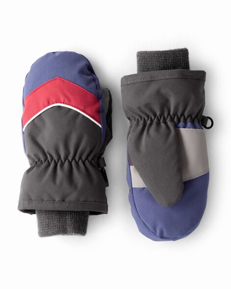 toddler boy ski mitten - blue/red/grey