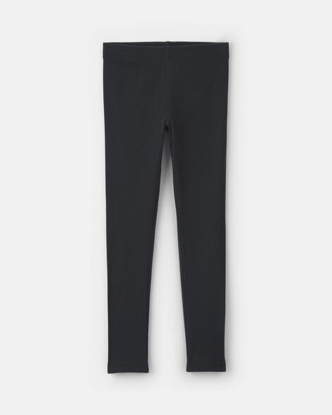 girls pull-on stretch rib leggings - black