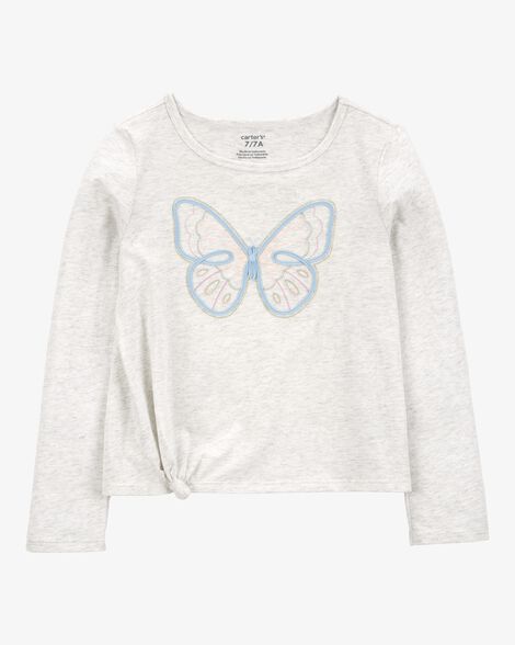  Product image 1 of Kid Butterfly Jersey Long-Sleeve Boxy Fit Tee - Grey