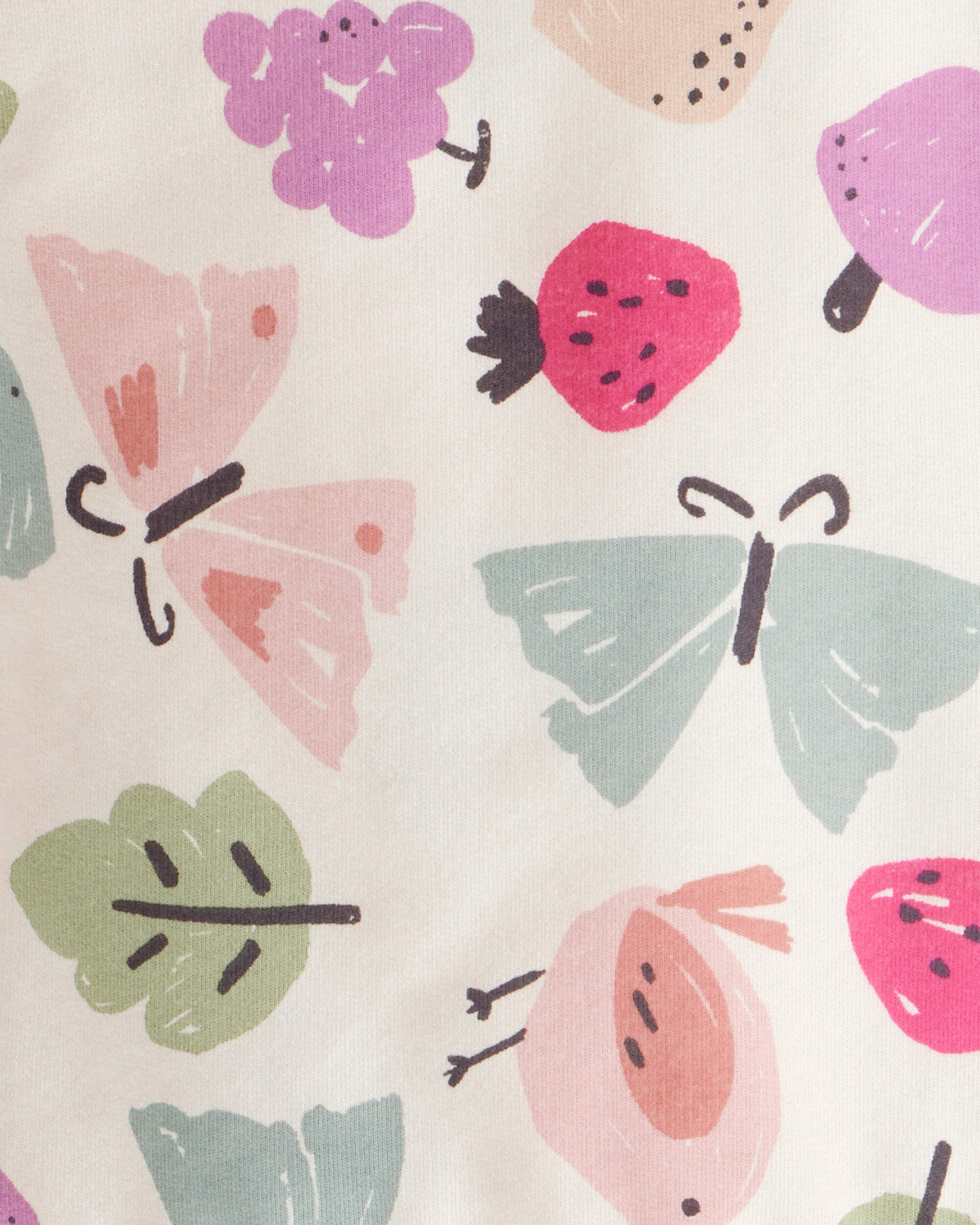 Toddler Girl Butterfly Fruit Print Cotton Long-Sleeve Tee