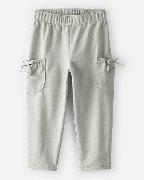 toddler girl bow pocket french terry pants - green
