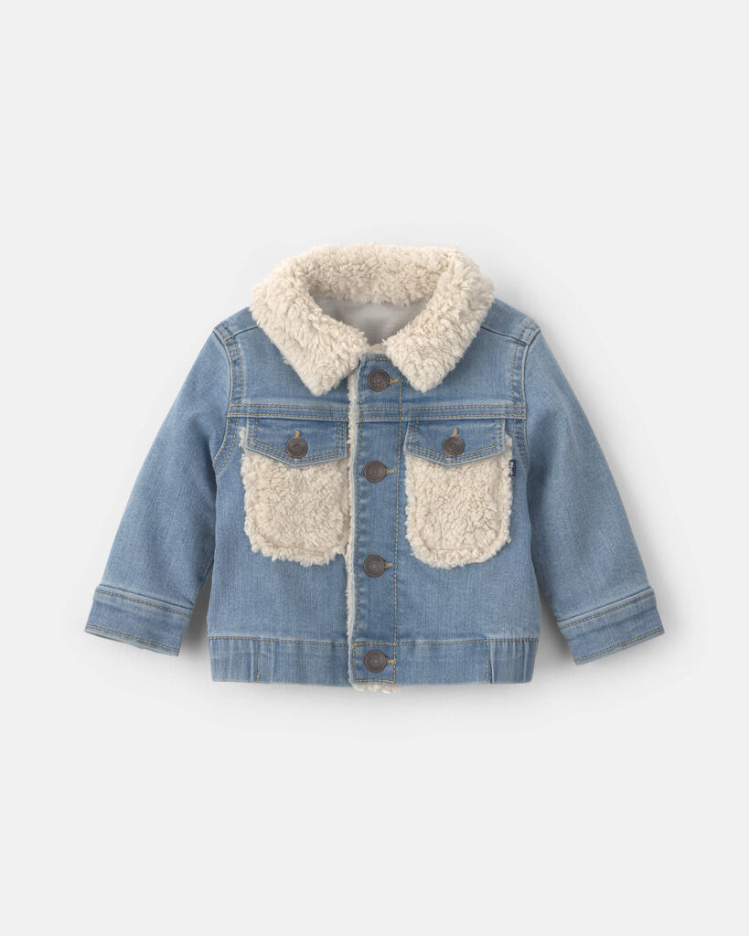 OshKosh B'gosh Baby Teddy Fleece-Lined Denim Jacket - Medium Wash 12M Medium Wash