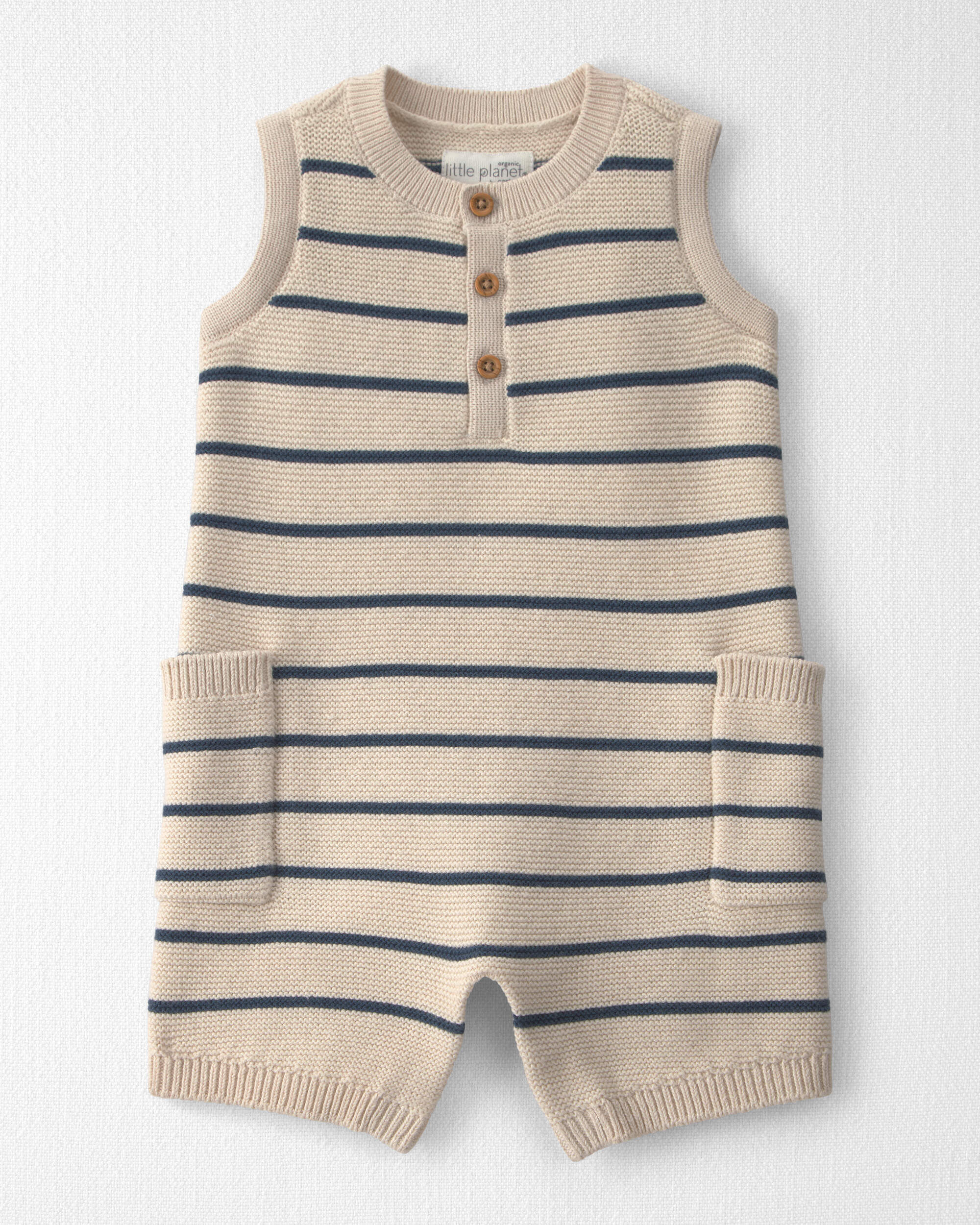 Little Planet Baby Organic Cotton Knit Romper in Stripes 12M Cream Stripes 21$