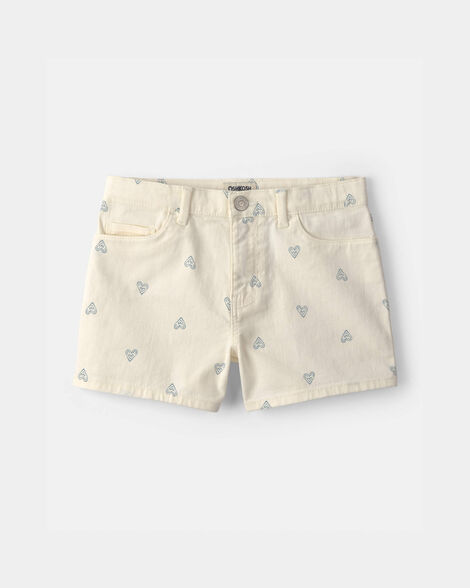 Girls Heart Denim Shorts - Ivory