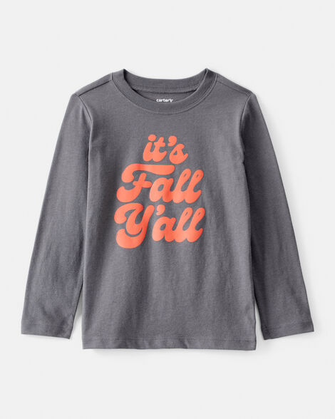 toddler boy its fall yall long-sleeve graphic tee - grey