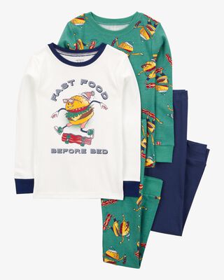 Product image 1 of Kid 4-Piece Fast Food Before Bed 100% Snug Fit Cotton Pajamas