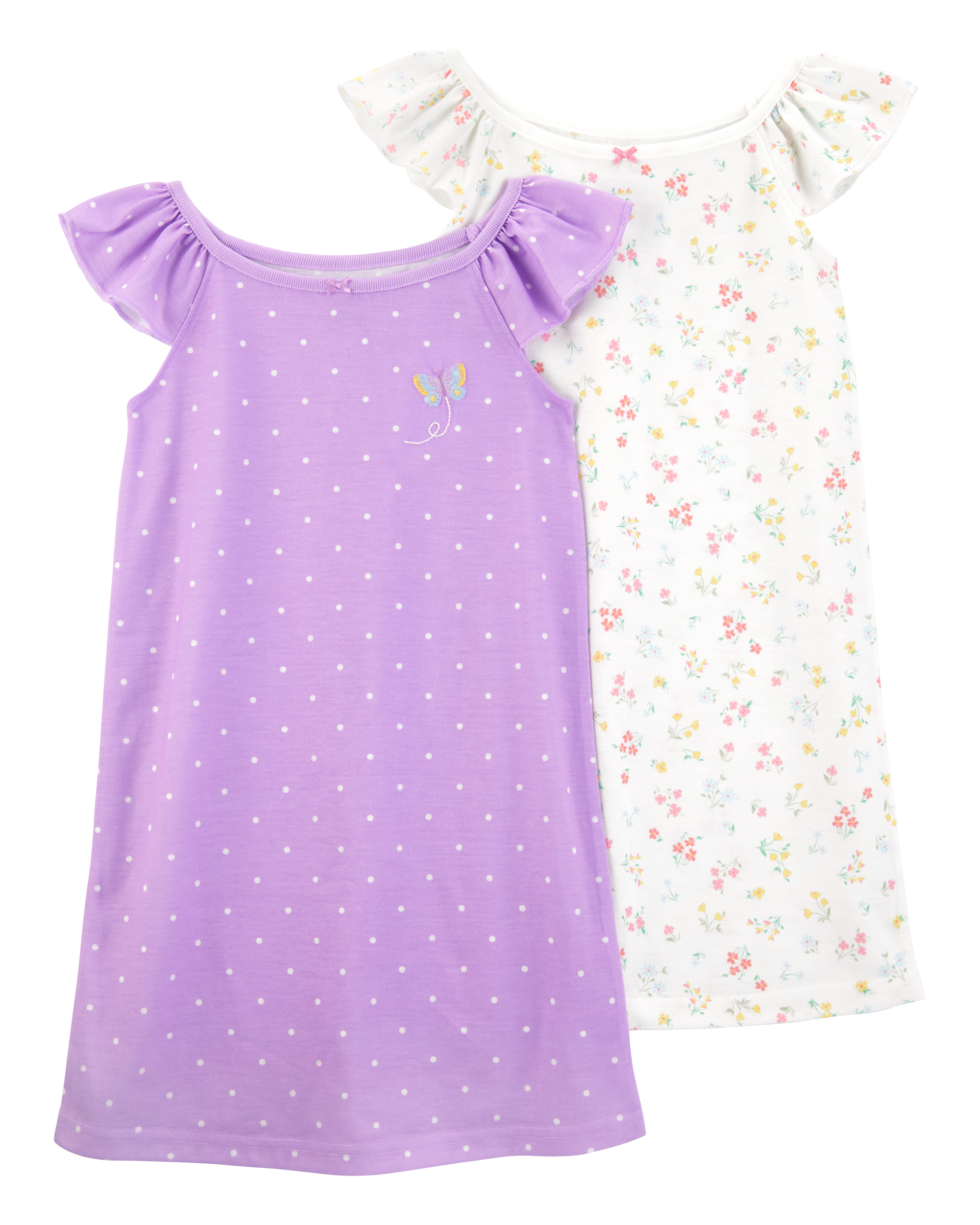 Girls 2-Pack Butterfly Nightgowns - Purple