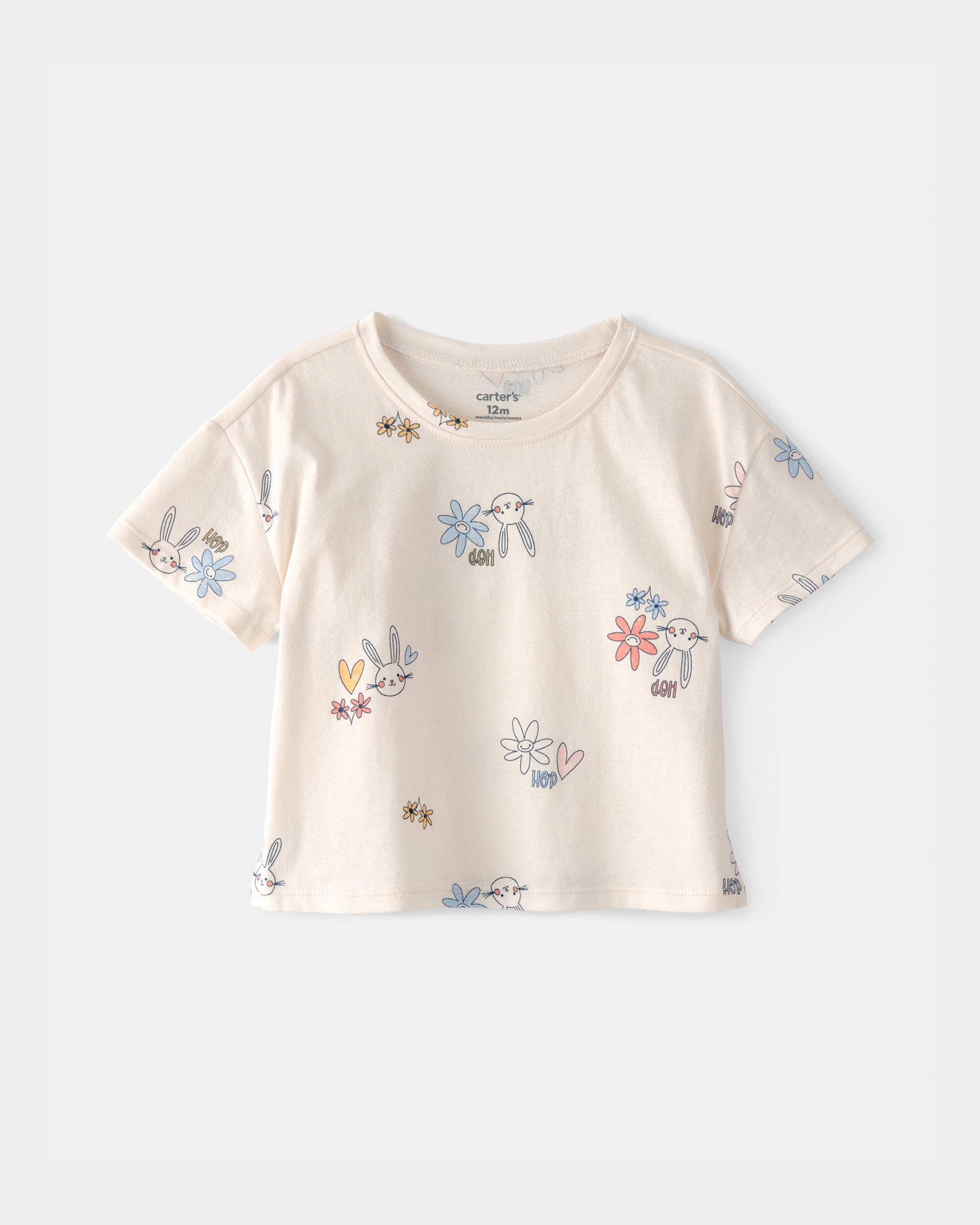 Carters baby girl easter bunny floral relaxed top 12M Cream 5$