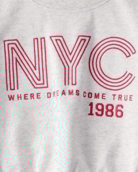 Kid Oversized New York City Graphic Sweatshirt - Grey