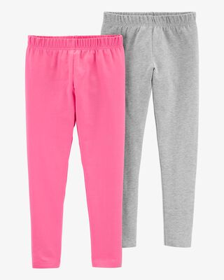 Product image 1 of Kid 2-Pack Pink & Grey Cotton Stretch Leggings