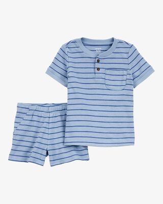 Product image 1 of Toddler 2-Piece Striped Henley Outfit Set - Blue