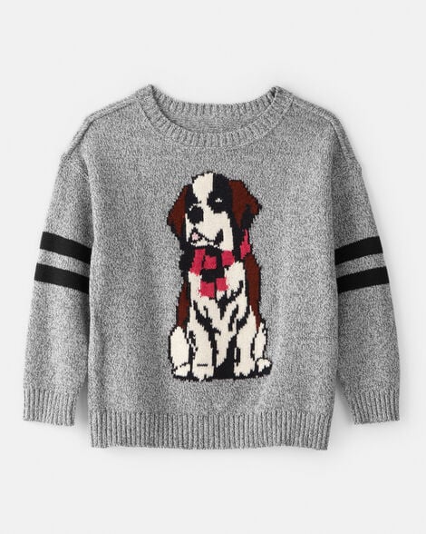 toddler boy dog sweater - grey
