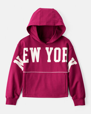Product image 1 of Girls New York Cotton Long-Sleeve Hoodie - Red