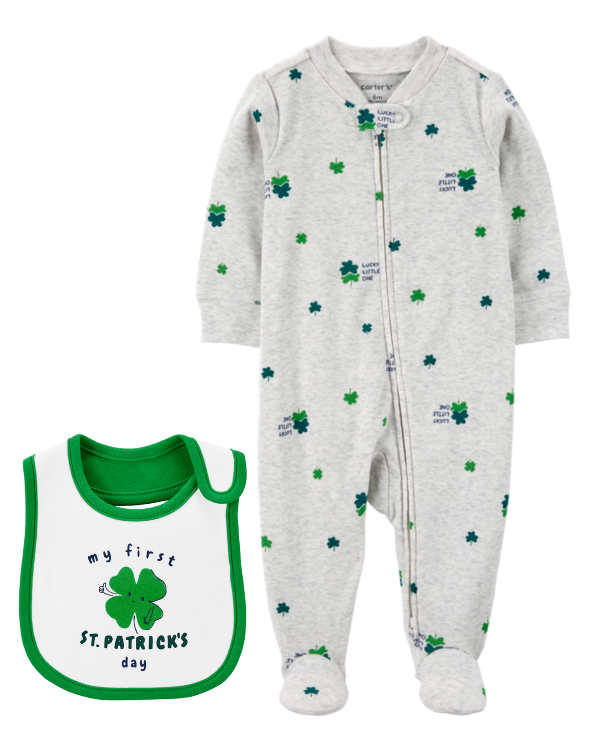 Baby 2 Piece My First St. Patrick s Day Teething Bib Sleep Play Pajamas Set Carter s