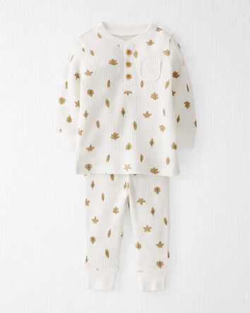 Baby Leaf Print Waffle Knit Play Set Made with Organic Cotton