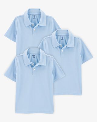 Product image 1 of Kid 3-Pack Pique Uniform Polo Shirts - Light Blue