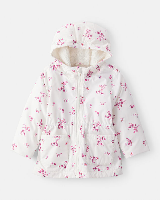 Product image 1 of Toddler Girl Floral Long-Sleeve Midweight Anorak Jacket - White