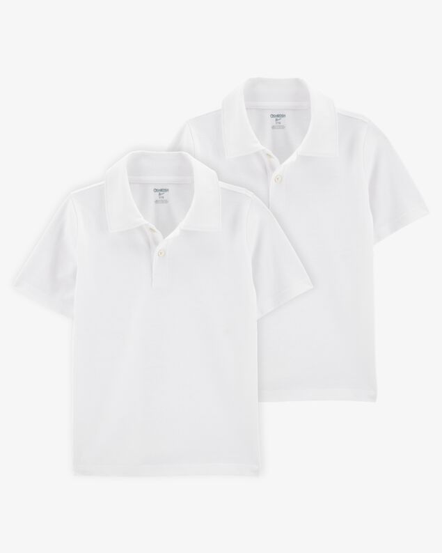 Product image 1 of Kid 2-Pack Pique Uniform Polo Shirts - White
