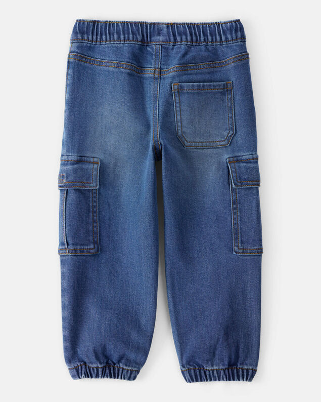 Product image 2 of Toddler Boy Denim Cargo Joggers - Dark Wash