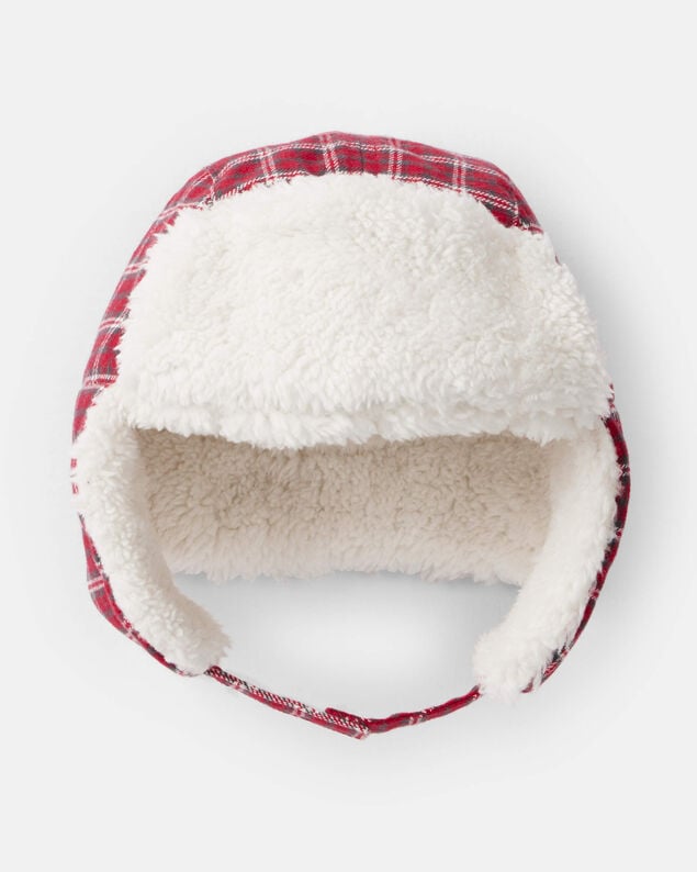 Product image 2 of Baby Boy Plaid Winter Trapper Hat - Red/White