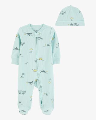 Product image 1 of Baby 2-Piece Beach 2-Way Zip Sleep & Play Pajamas - Blue