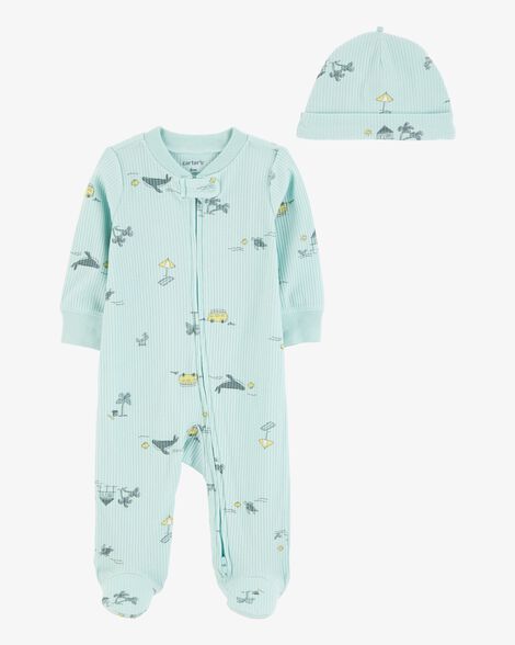  Product image 1 of Baby 2-Piece Beach 2-Way Zip Sleep & Play Pajamas - Blue