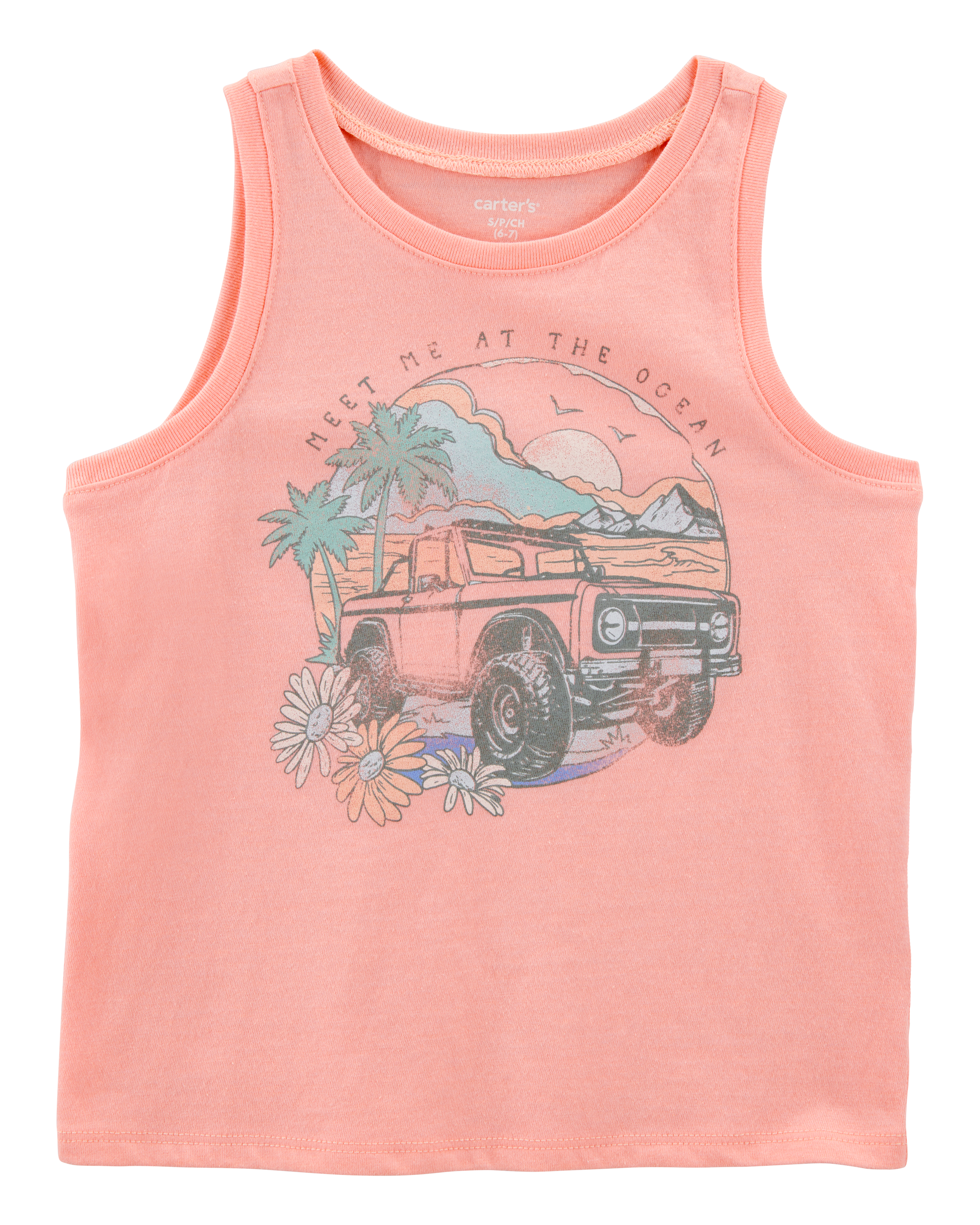 Kid Vintage Beach Muscle Tank - Coral