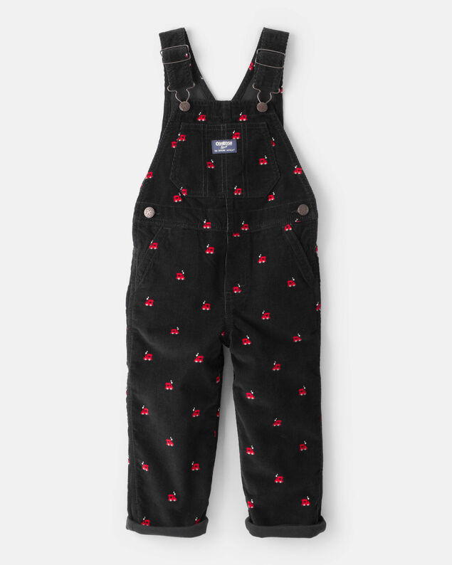Product image 1 of Toddler Boy Train Print Corduroy Overalls - Black