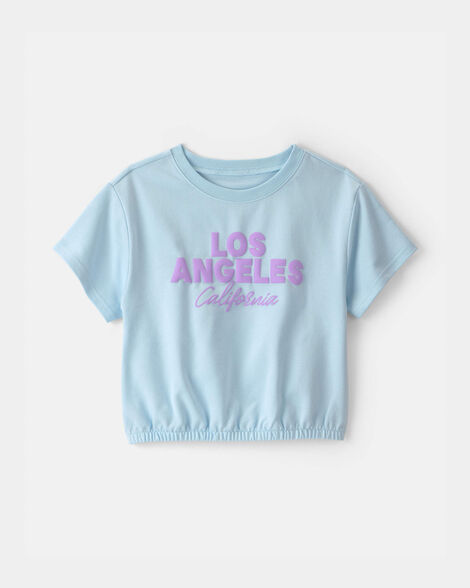girls 'los angeles' french terry top - blue