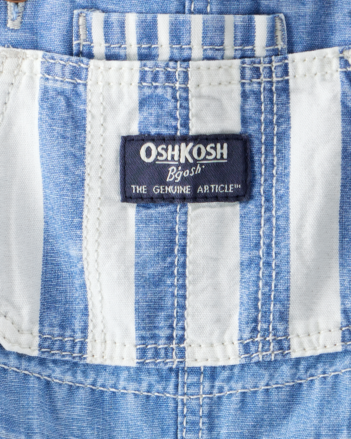 Baby Neutral Vintage Inspired Striped Chambray Overalls