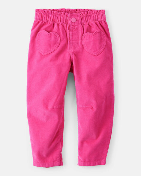 toddler girl heart pocket barrel pants - pink