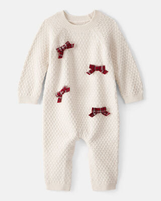 Baby Girl Embroidered Sherpa Long-Sleeve Jumpsuit - Brown